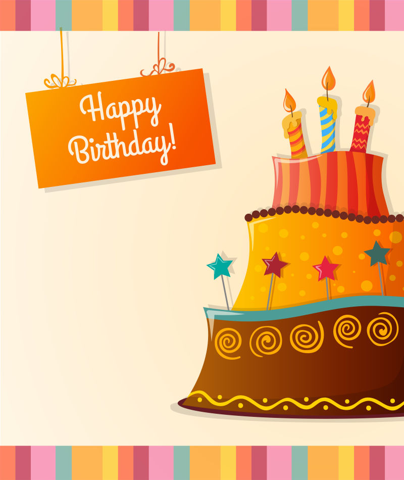 抽象矢量生日蛋糕的趣味贺卡设计