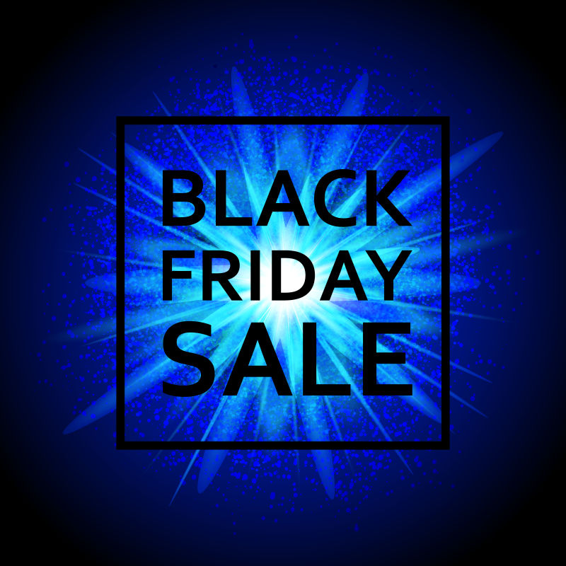 蓝色灯光背景的矢量销售插图