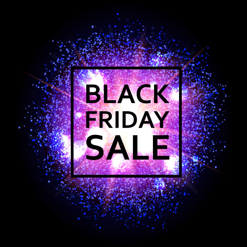 紫色灯光背景的矢量销售插图