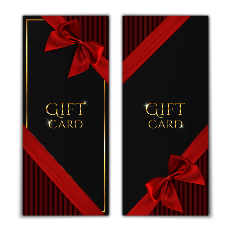 矢量的红色丝带礼品卡设计