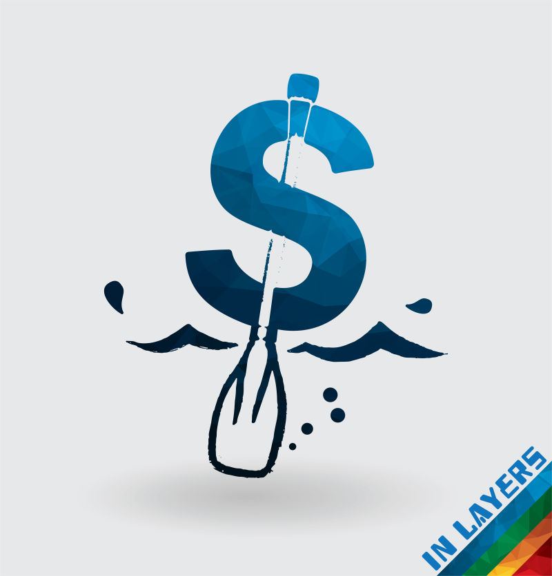 创意矢量漂流概念的货币符号设计