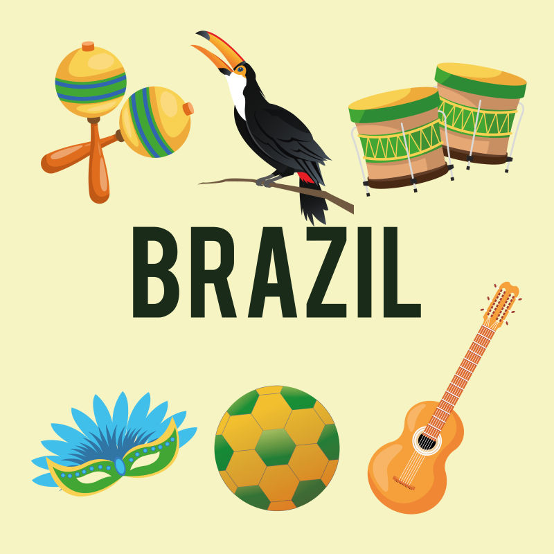 创意矢量巴西旅游的平面设计元素