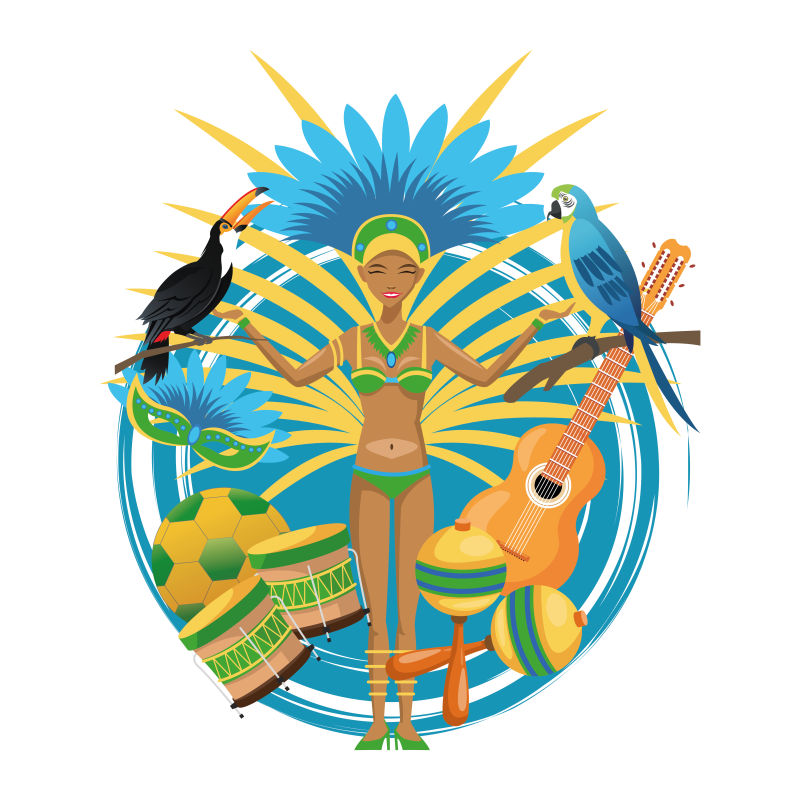 矢量平面风格的巴西旅游概念插图