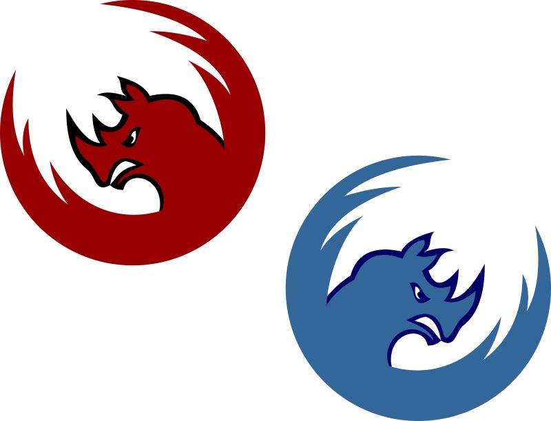 创意矢量彩色犀牛的标志设计