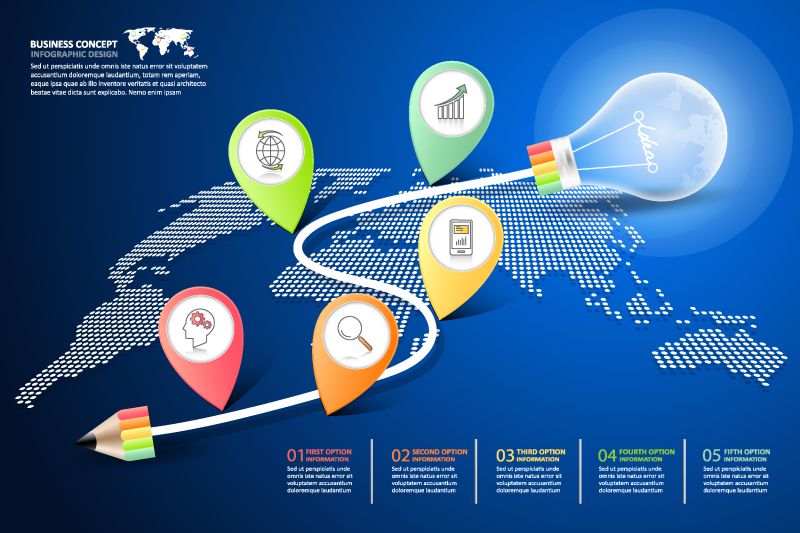 矢量的灯泡图案信息图表设计