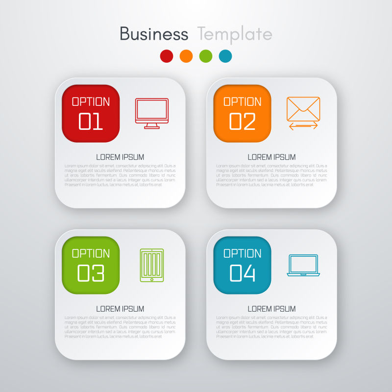 圆角矩形样式的矢量信息图表设计