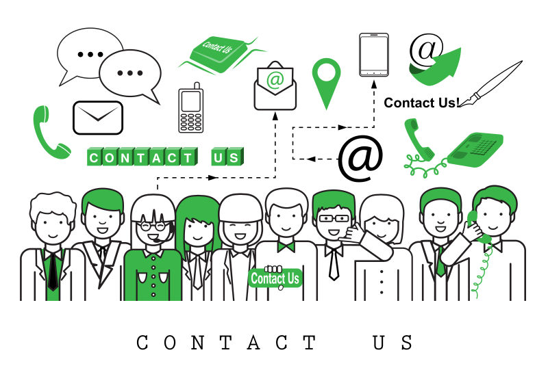 矢量的绿色主题互联网团队插图