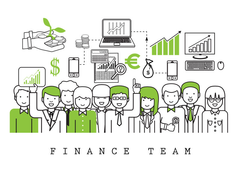 财务团队矢量插图
