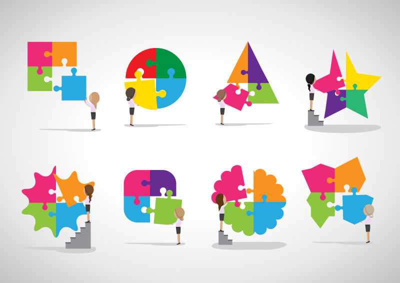 创意矢量合作的商人团队