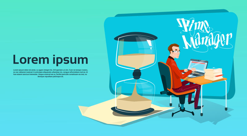 商人和沙漏矢量概念插图