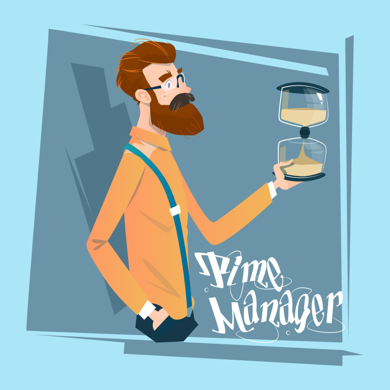 观察沙漏的商人矢量插图