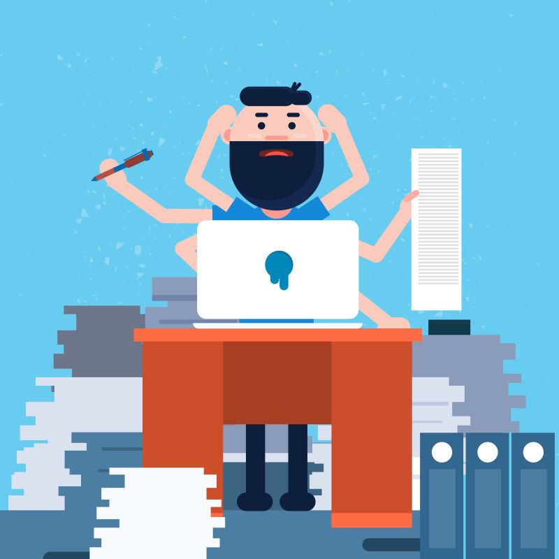 许多手臂一起工作的商人矢量插图