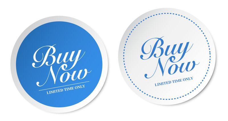 矢量的圆形蓝色立即购买贴纸