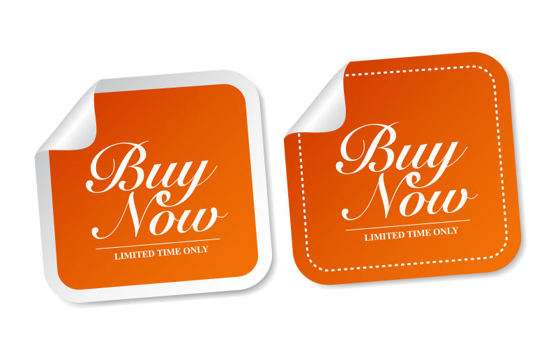 橙色立即购买贴纸矢量设计