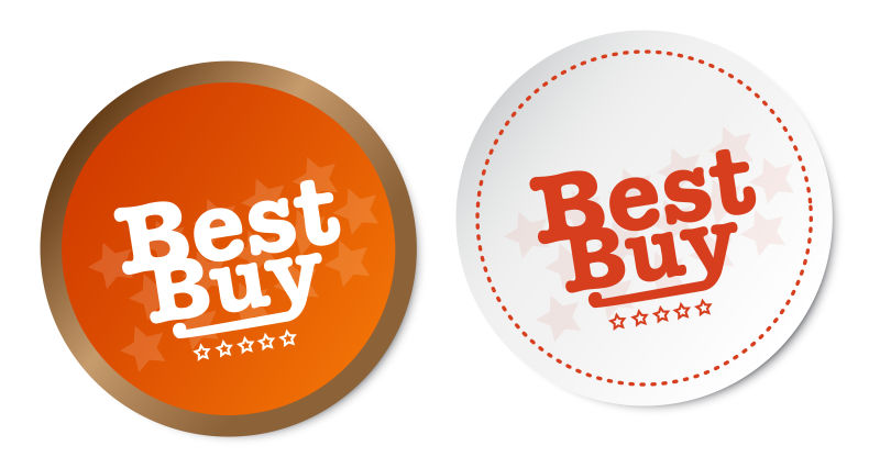 橙色圆形百思买贴纸矢量设计