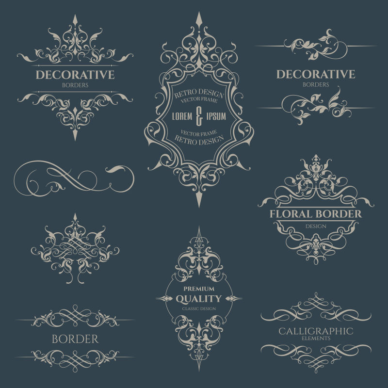 抽象矢量装饰邀请函边框设计