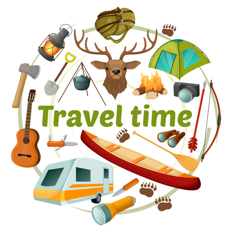 露营主题的矢量插图