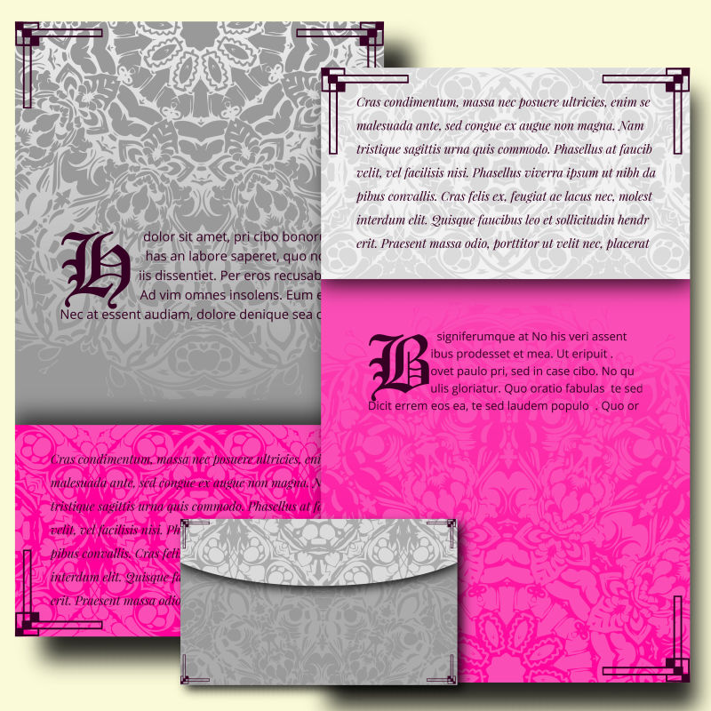 矢量古典装饰花纹暗纹的装饰信封设计