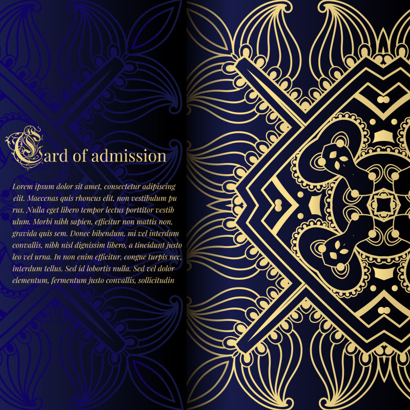 创意矢量古典风格的金色装饰花边信封设计