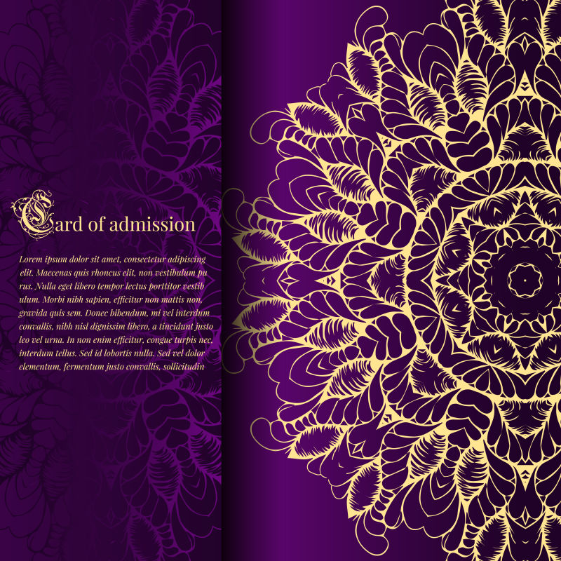 金色矢量花卉装饰信封设计