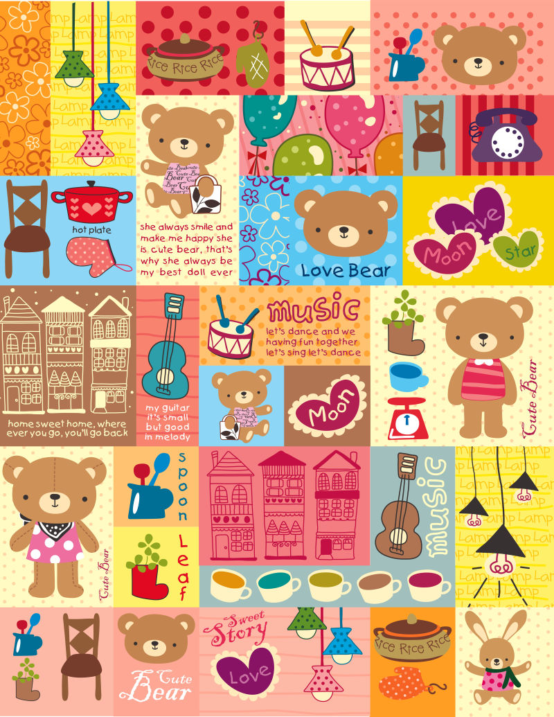 卡通熊宝宝矢量插图