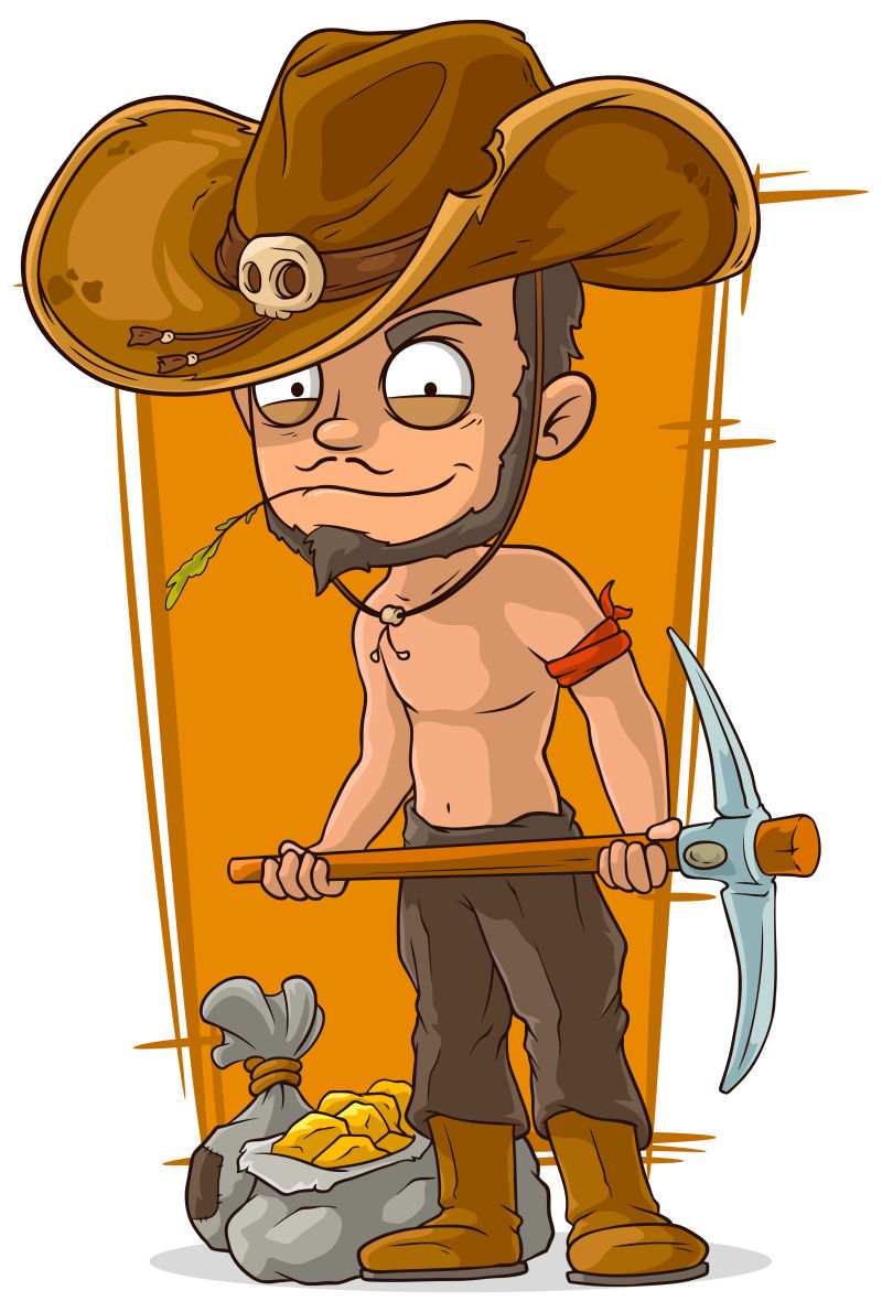 卡通的矿工矢量插图