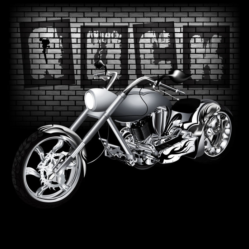 银色的摩托车矢量插图