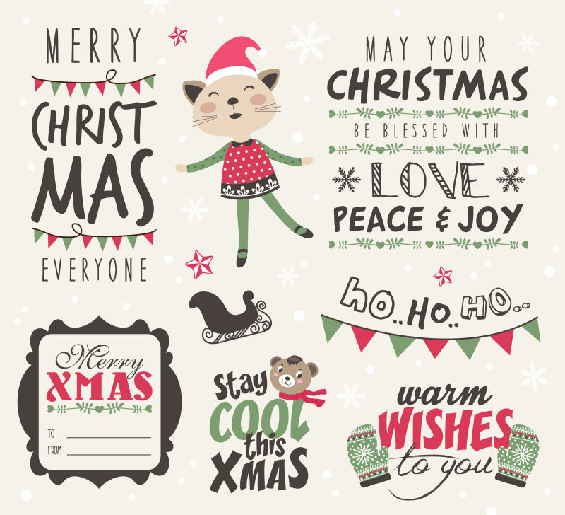 创意矢量圣诞节贺卡的元素设计