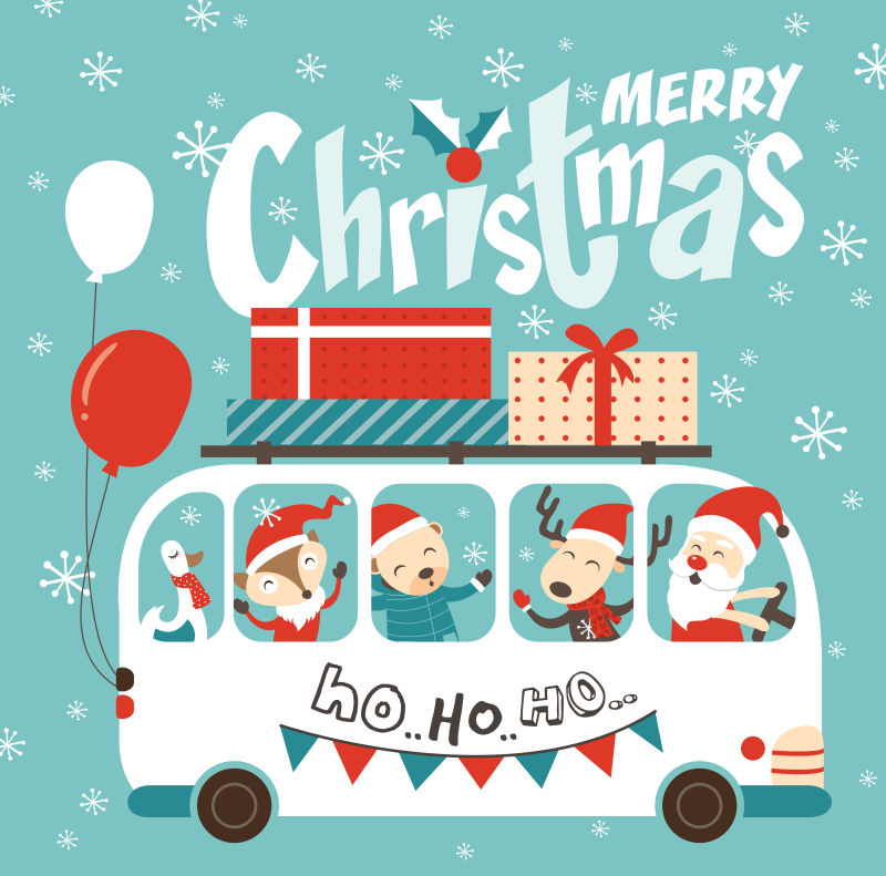 矢量卡通风格的圣诞节设计背景插图