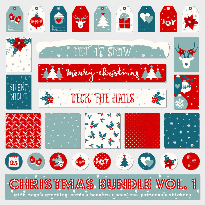 矢量的圣诞节标签设计