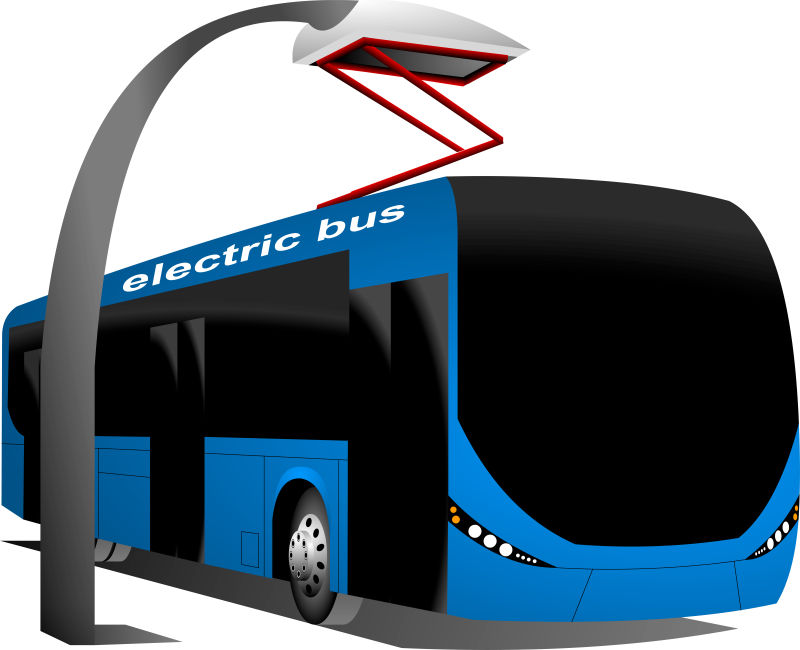 蓝色矢量电动公共汽车