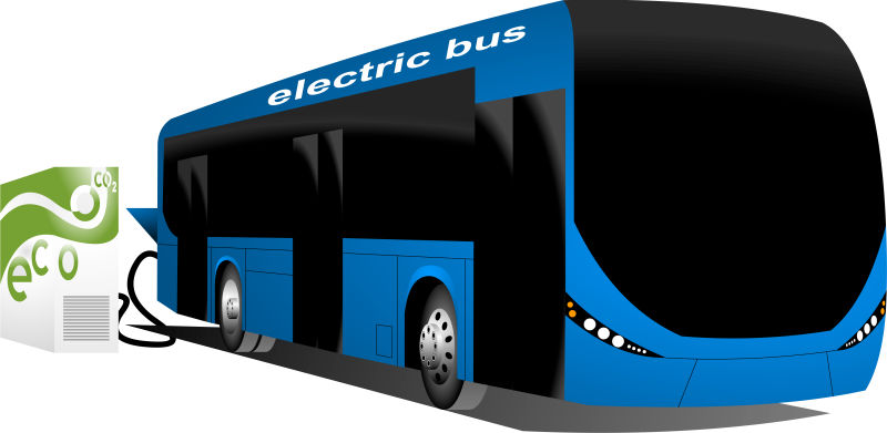 创意矢量蓝色电动客车