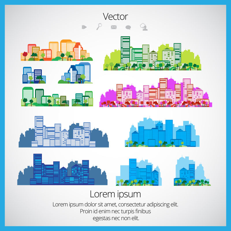創意矢量城市扁平風格的設計元素