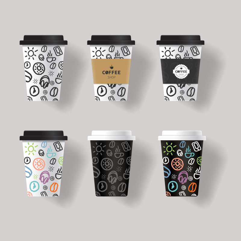 矢量纸质咖啡杯设计图图片