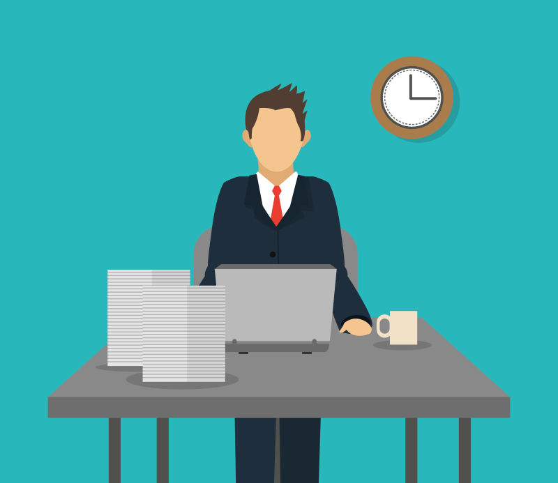 处理文件的商人矢量平面插图