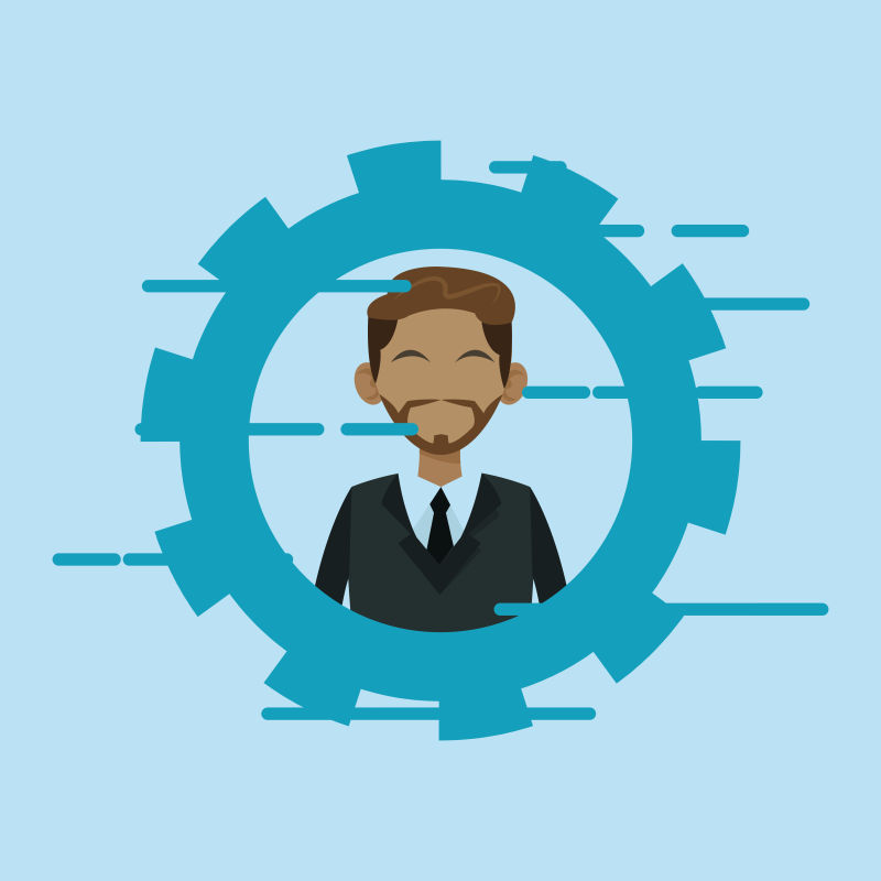 齿轮图案的商人插图矢量设计