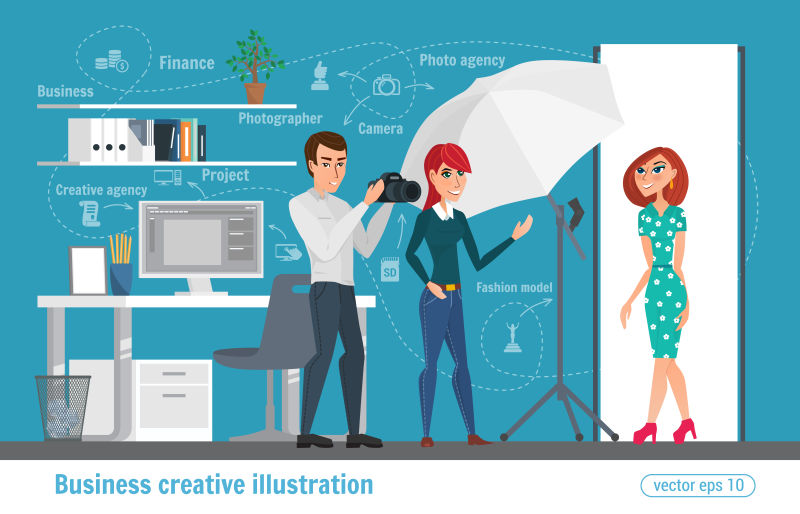 矢量的摄影主题插图