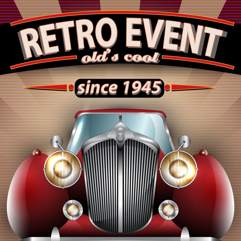 矢量复古汽车插图