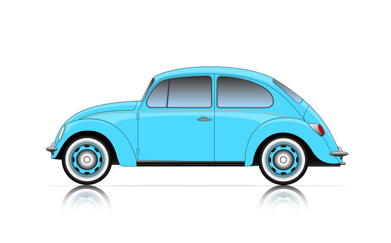 小型蓝色汽车矢量插图