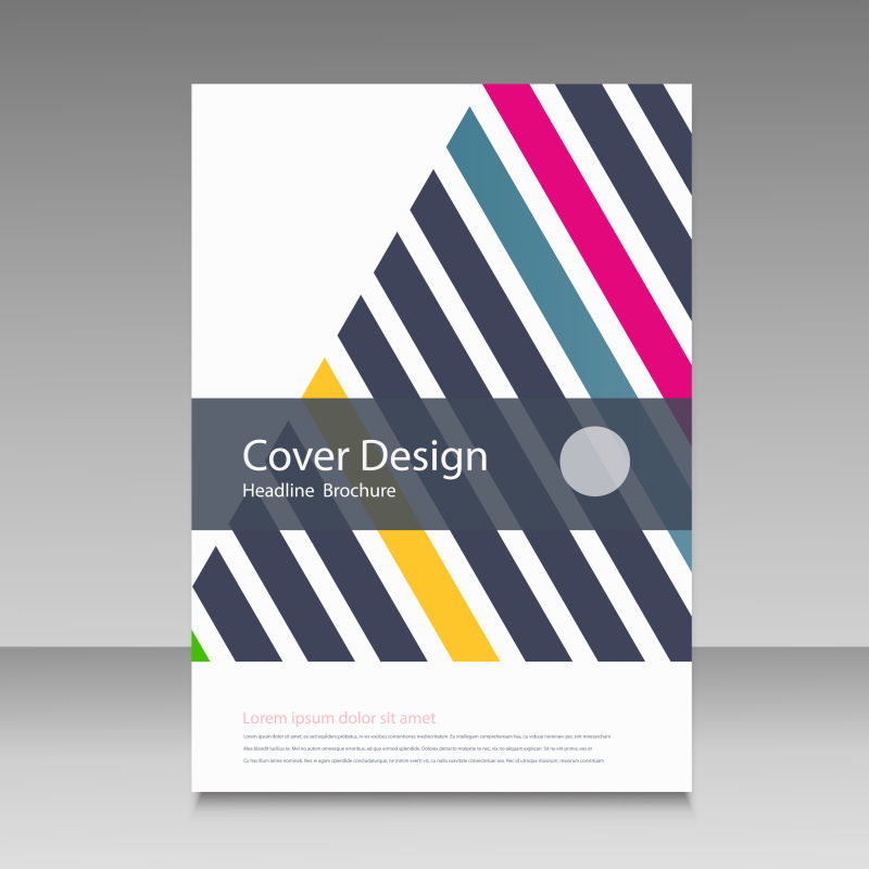 创意矢量彩色三角线性元素的封面设计