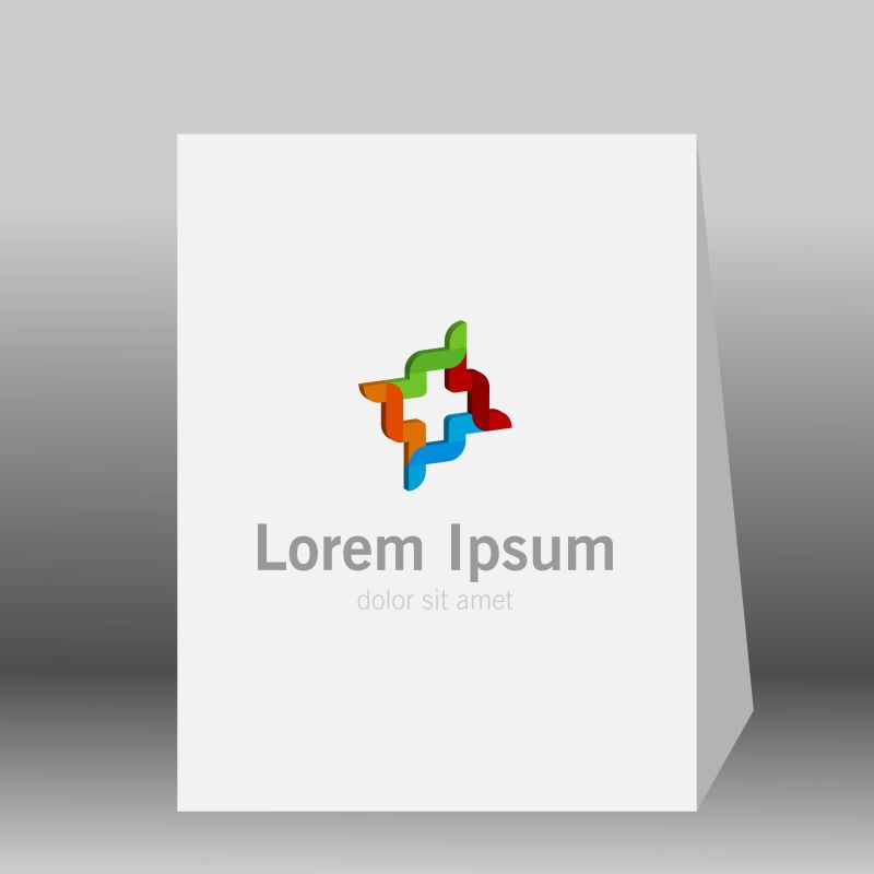 彩色抽象的3D公司标志矢量设计