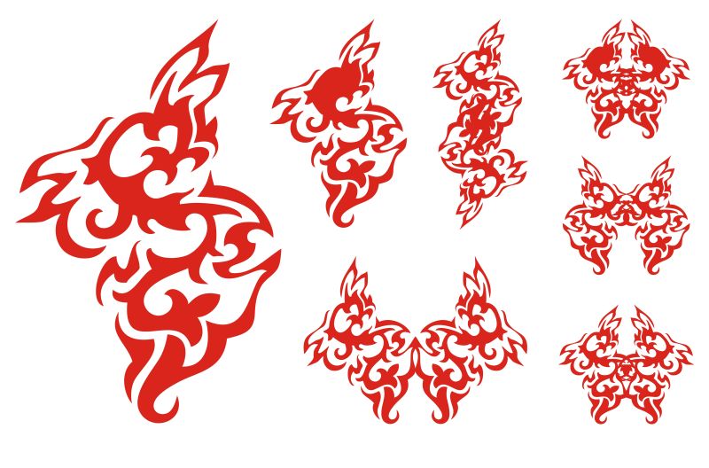 抽象的红色纹身矢量设计