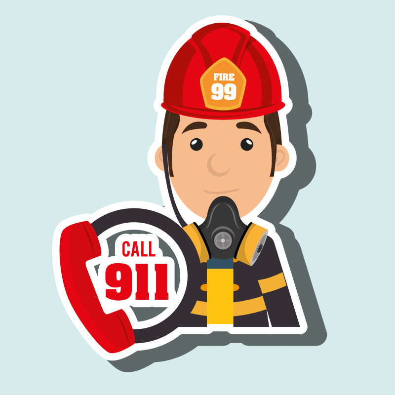 矢量卡通消防员插图