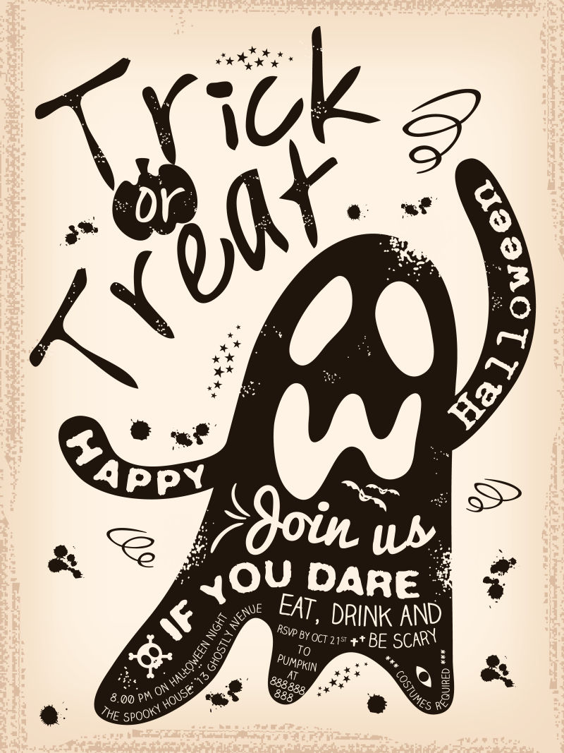 创意矢量万圣节恶作剧插图