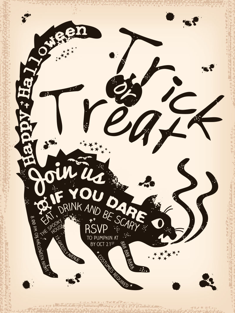 创意矢量万圣节黑猫元素海报设计