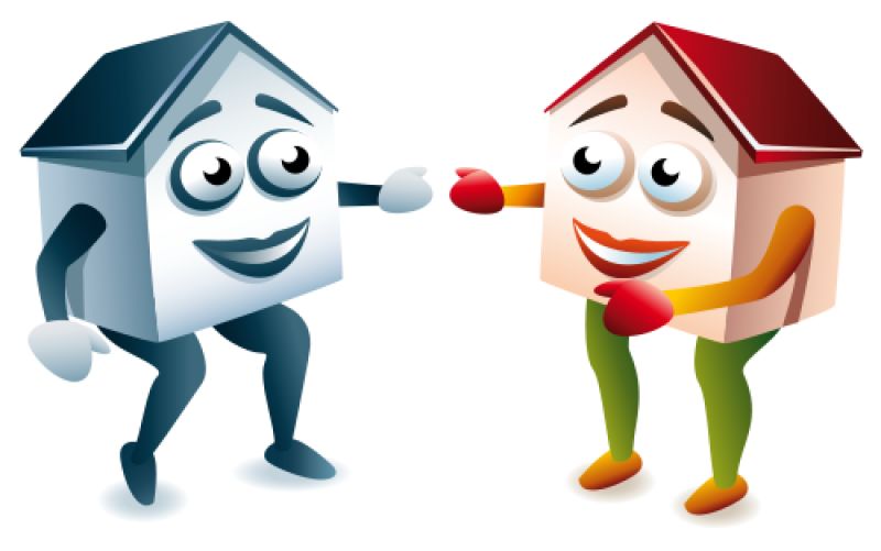 创意矢量连着气球的房屋建筑插图