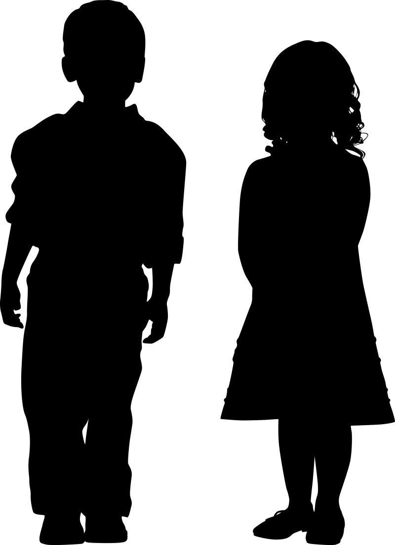 矢量卡通孩子的剪影