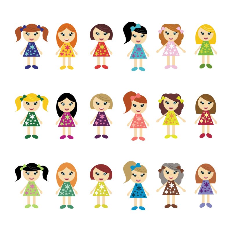 矢量可爱小女孩插图