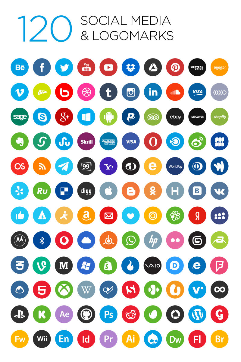 矢量彩色社交媒体图标设计