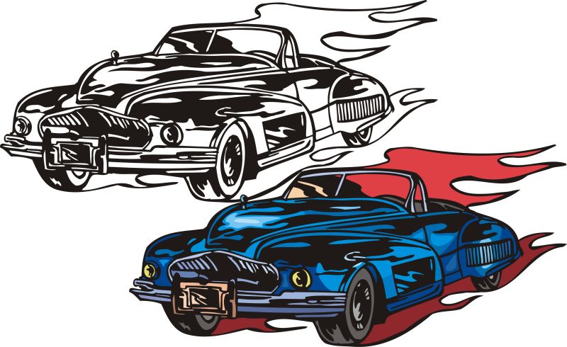 创意矢量汽车老爷车插图